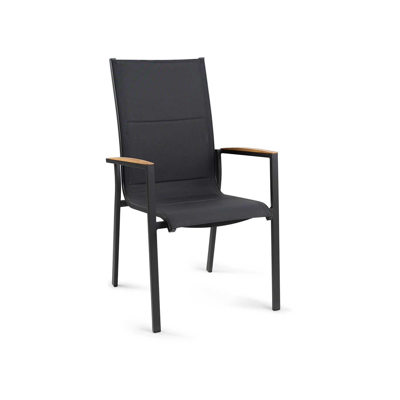 Foxx Teak High Back Stackable Chair Charcoal